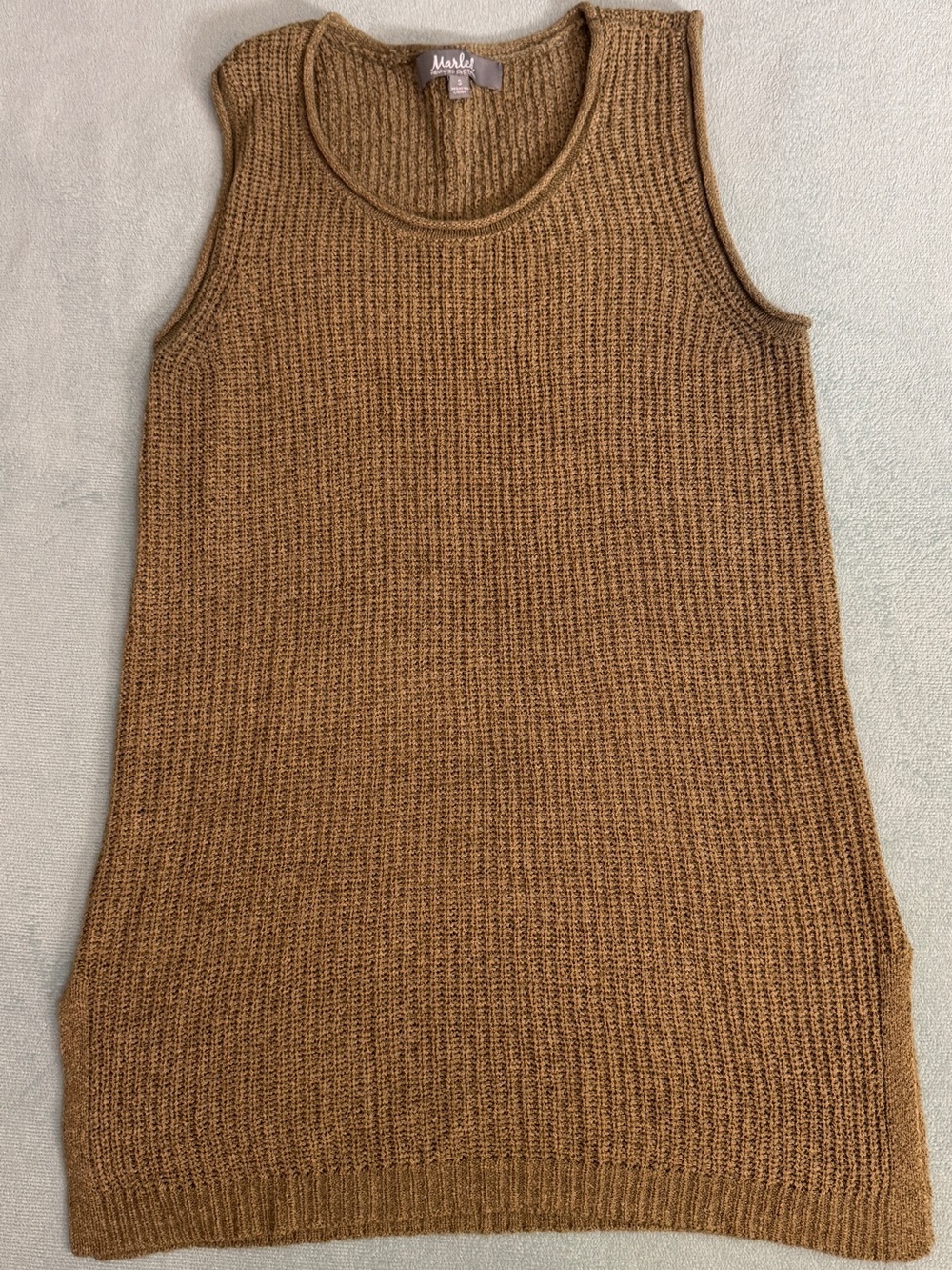 Marled Camel Brown Ribbed Knit Tank Top